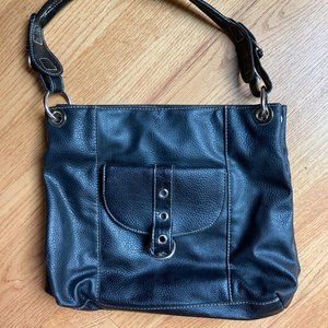 Faux Black Leather Handbag